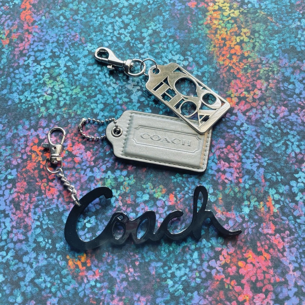 3 Coach Keychains - Black and silver